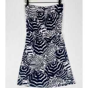 Lilly Pulitzer Navy White Matyson Herd You Zebra Print Strapless Dress Small